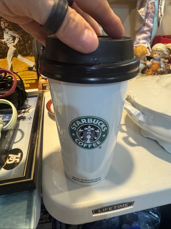 Starbucks Accessories - Starbucks White Travel Mug with Black Lid